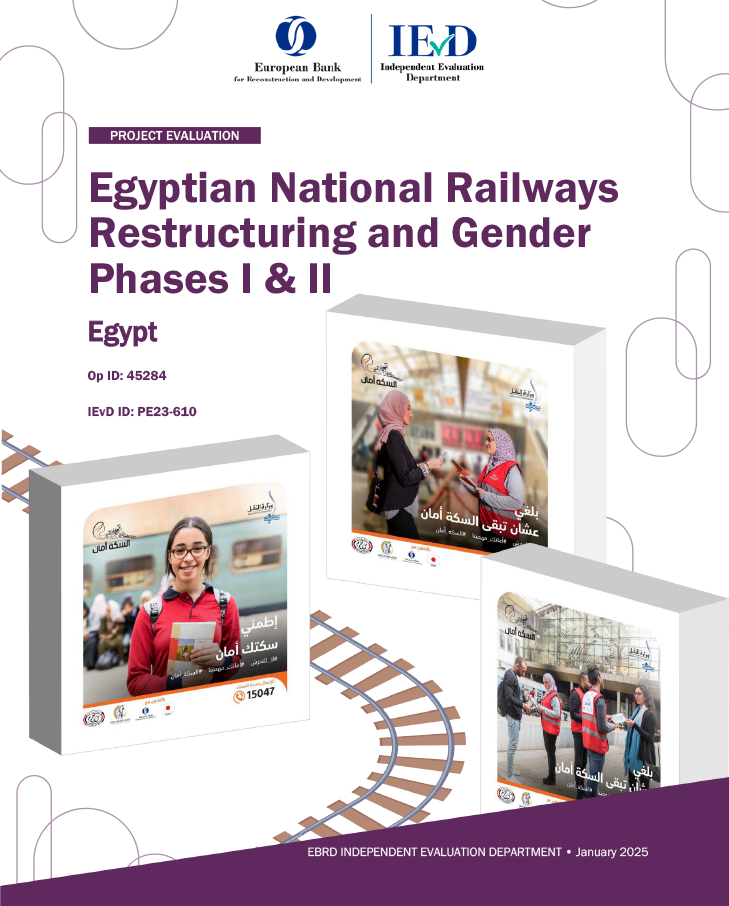 publication image report cover of the project evaluation of the "Egyptian National Railways Restructuring and Gender Phases I & II"