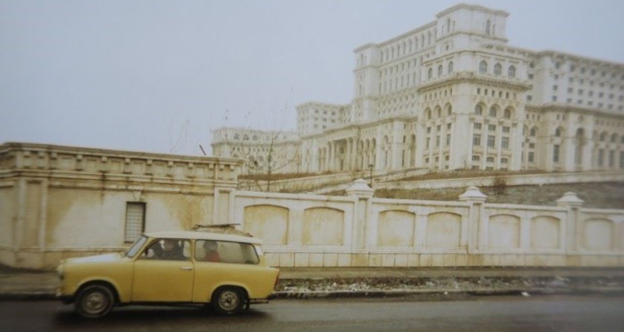 The streets of Bucharest had very few cars in the early days, including the mythical Trabant shown on this picture.   