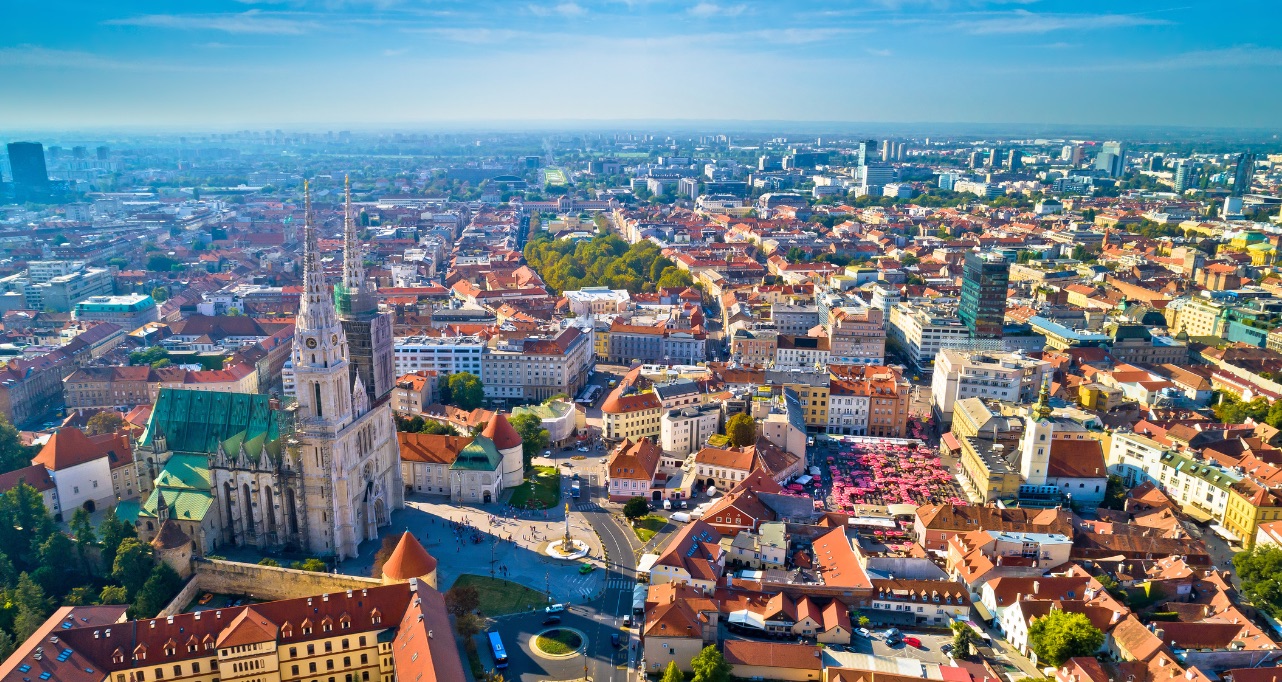Zagreb skyscape in a sunny day, Croatia