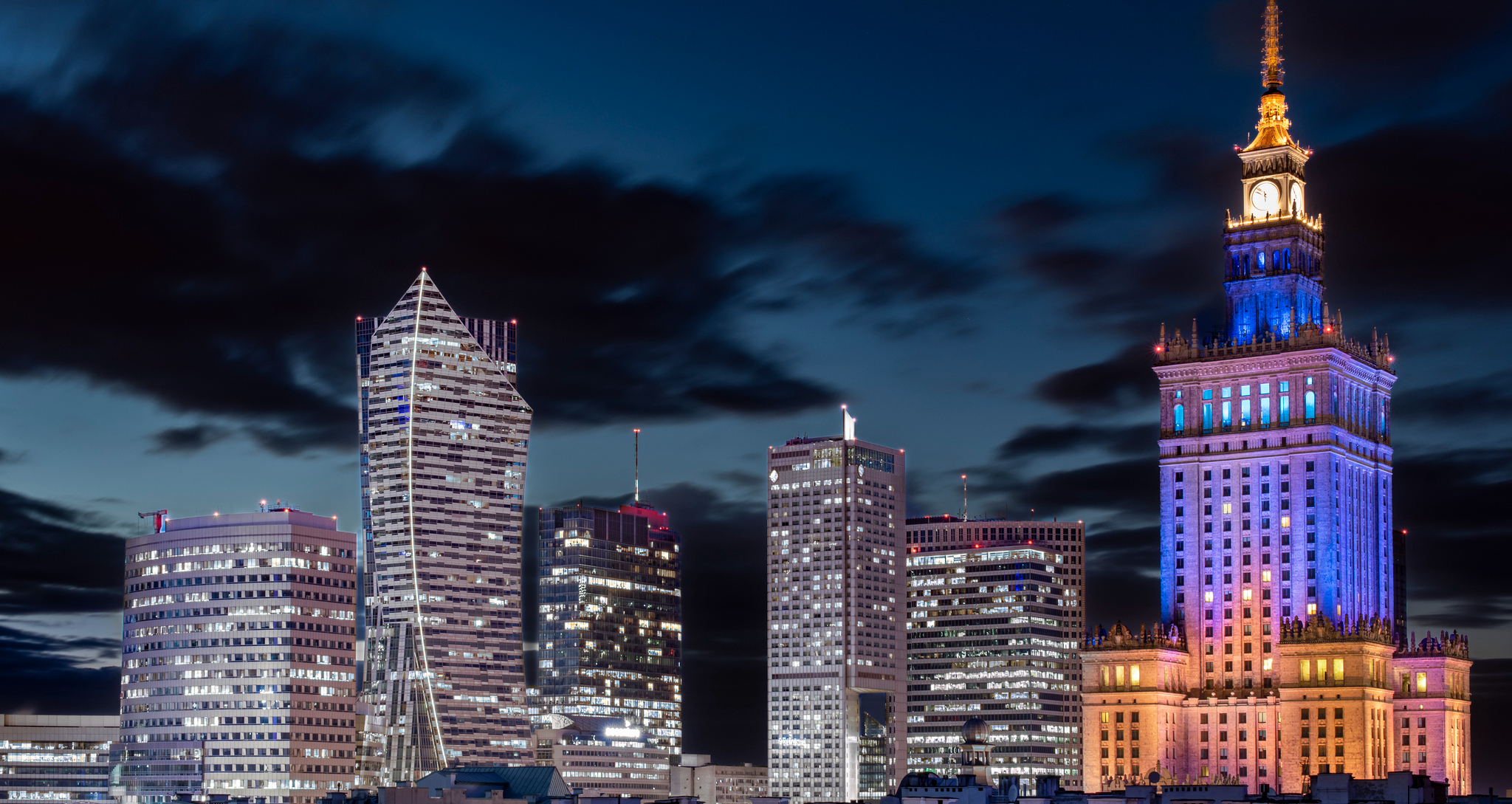 Warsaw skyline at night Warsaw skyline at night