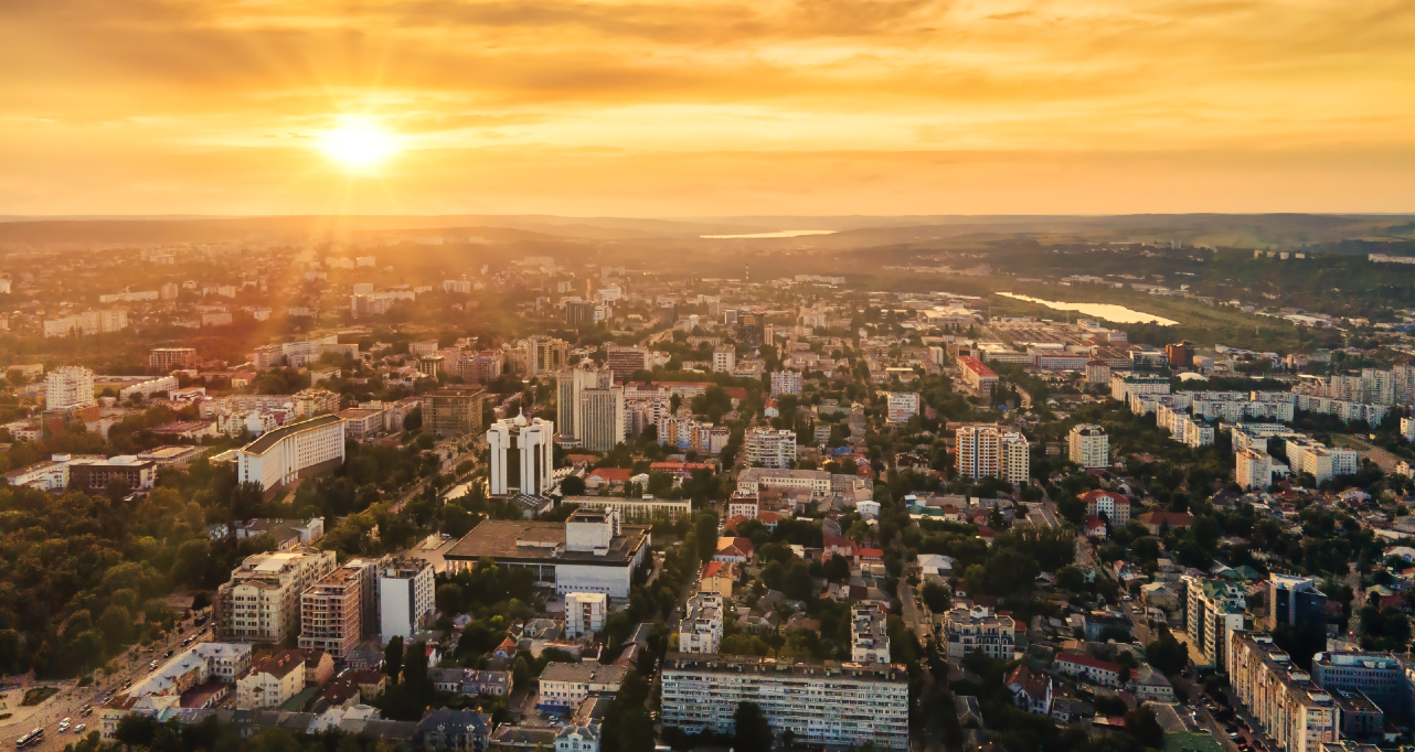 Aerial drone view of Chisinau downtown Aerial drone view of Chisinau downtown