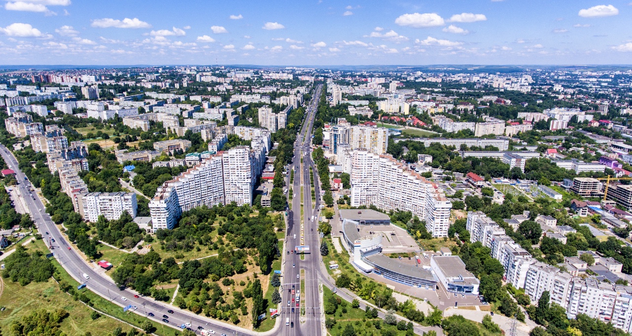 The city gates of Chisinau, Republic of Moldova, aerial view