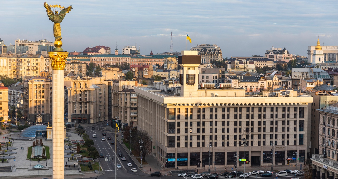 Maidan Nezalezhnosti, Independence Square, in Kyiv, Ukraine