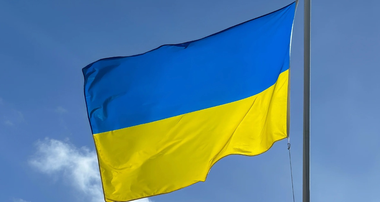 Flag of Ukraine waving in the wind 