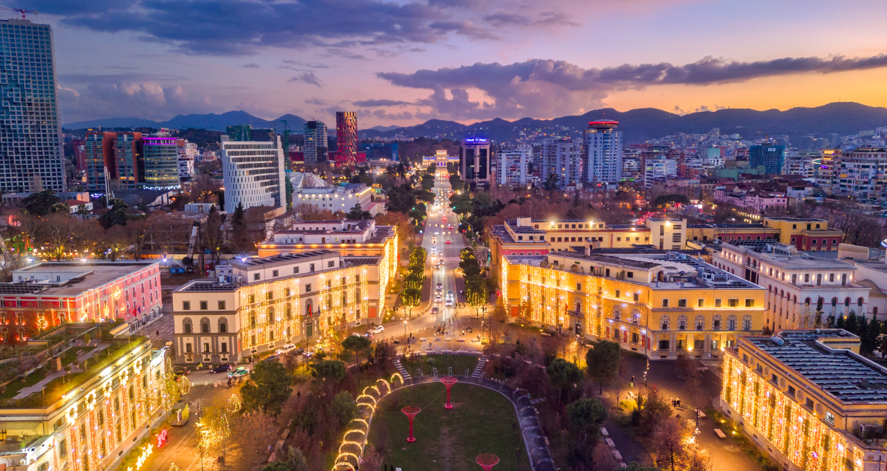 Aerial view of Tirana, Albania