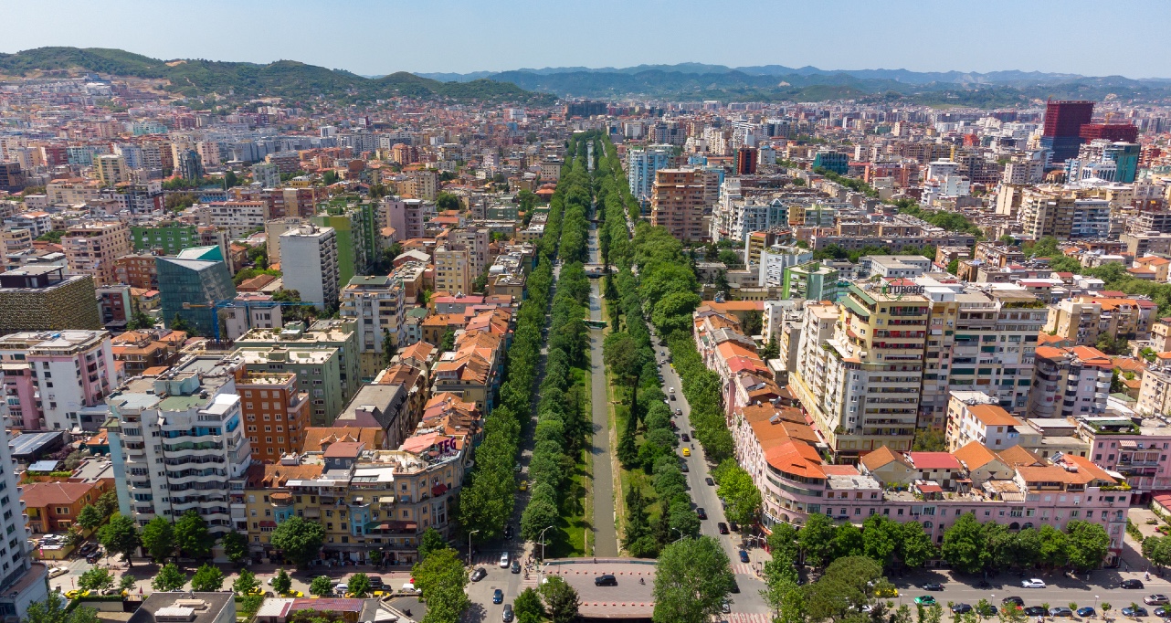 Tirana river from drone
