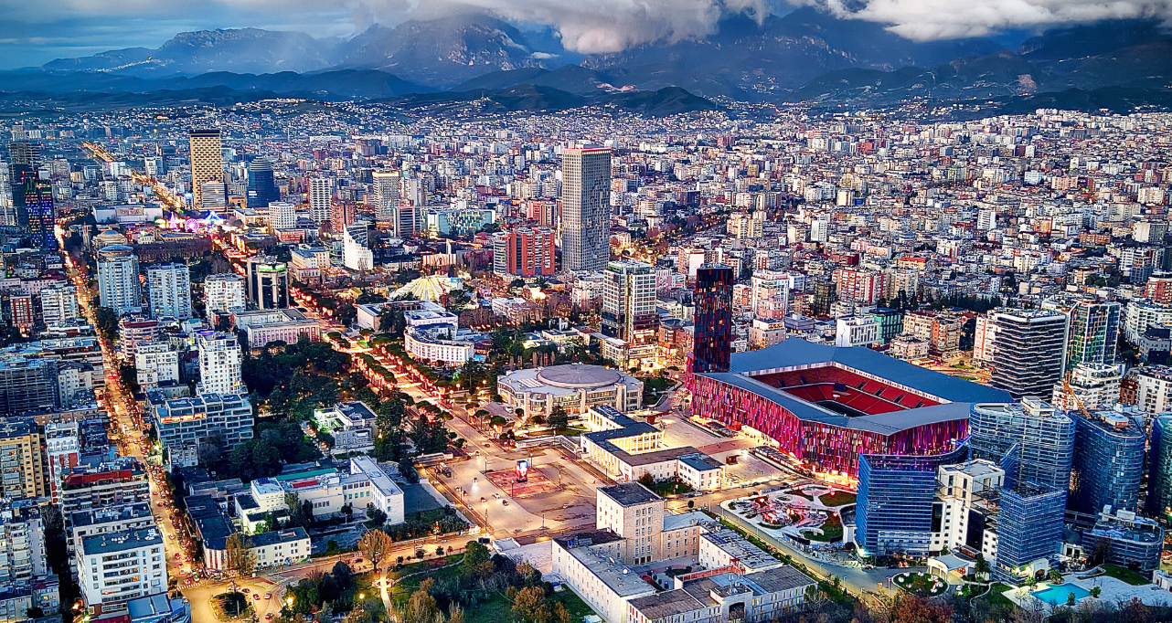 Aerial view of Tirana, Albania