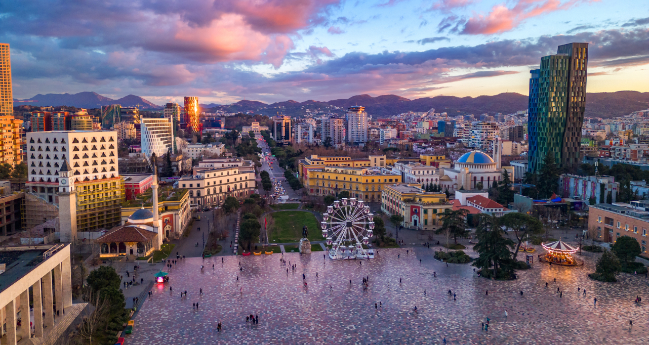 Aerial view of Tirana, Albania