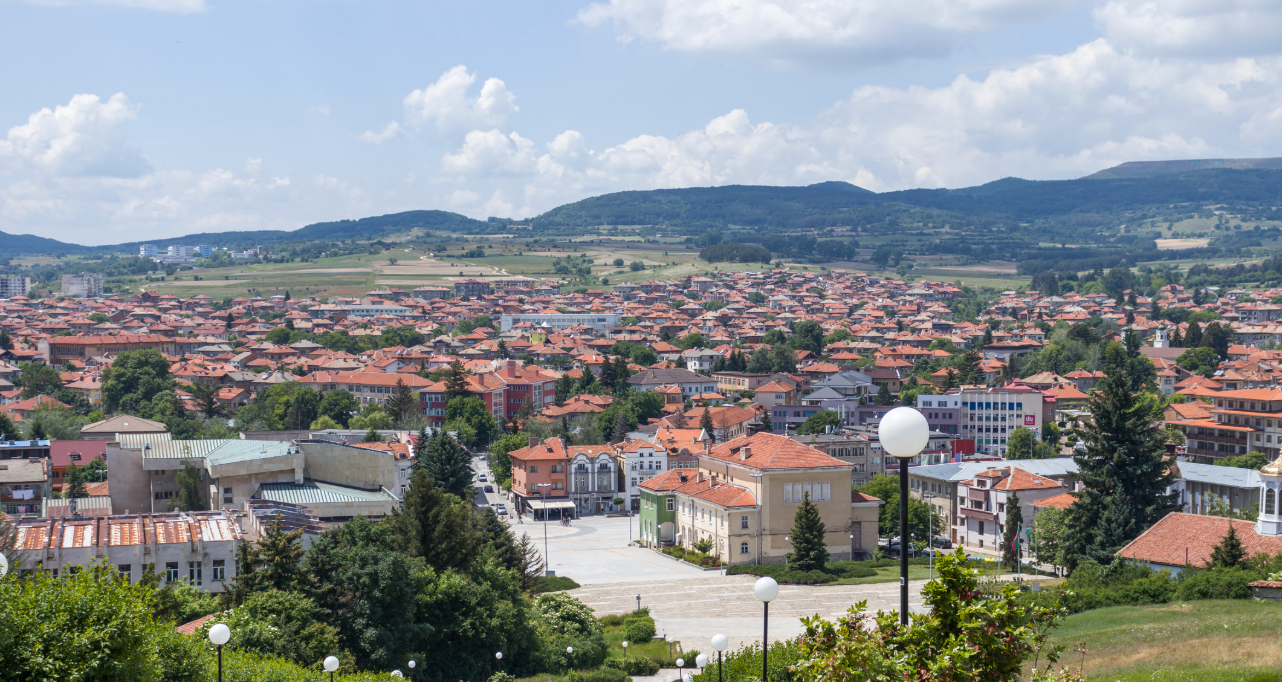 Panoramic view of Panagyurishte, Bulgaria