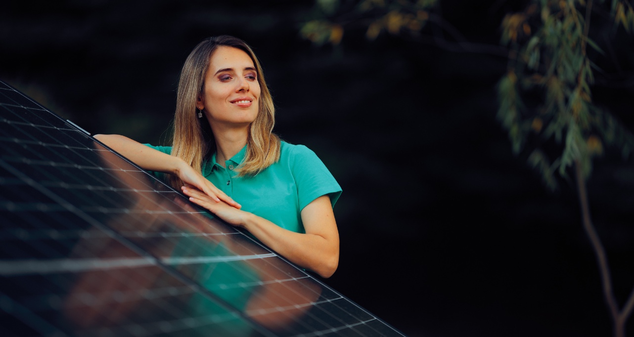 Cheerful person embrace eco-friendly and sustainable lifestyle