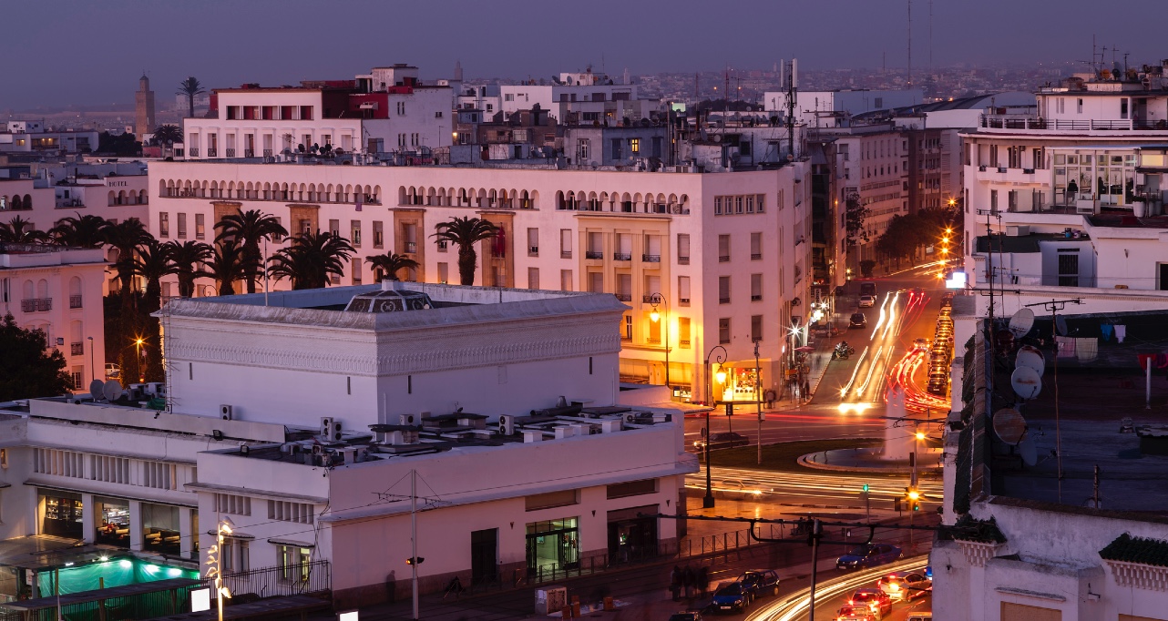 Night panoramic view of Rabat, Morocco