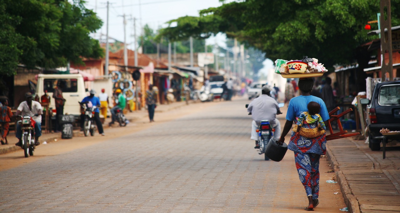 African street scene, Ouidah, Benin.
