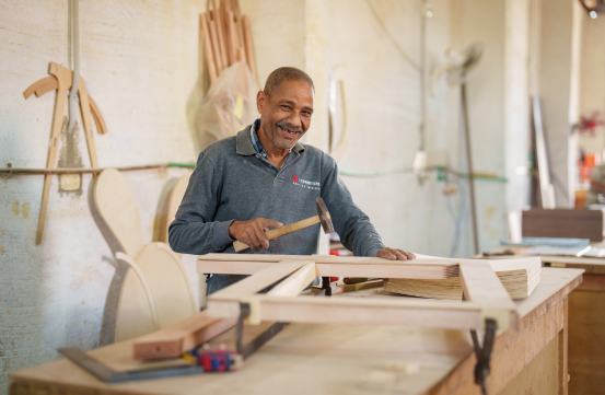 Furniture craftsperson working for an Egyptian business supported by the EBRD.