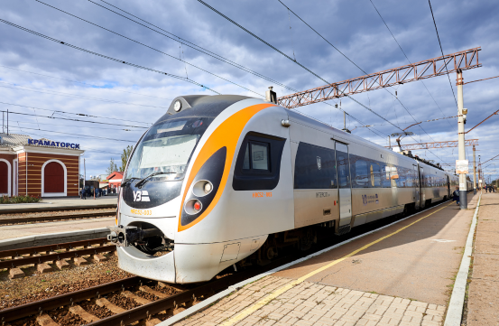 Passenger train operated by Ukrainian Railways