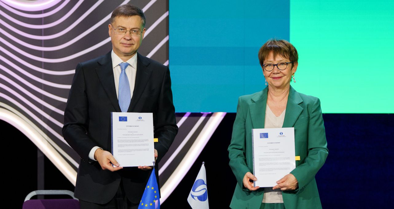 Valdis Dombrovskis and Odile Renaud-Basso